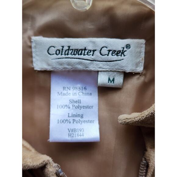 JACKET-COLDWATER CREEK-Faux Suede-Tan-Ruffled-Light Weight-Lined-MED - Picture 9 of 16